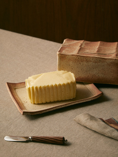 Adam Ross - Hand-Thrown Ceramic Faceted Butter Dish - Beige - ABASK