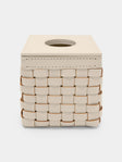 Riviere - Woven Leather Tissue Box - Cream - ABASK - 