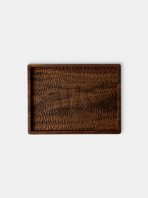 Droulers - Bosco Serpente II Hand-Carved Walnut Tray (8in/20cm) - Brown - ABASK - 