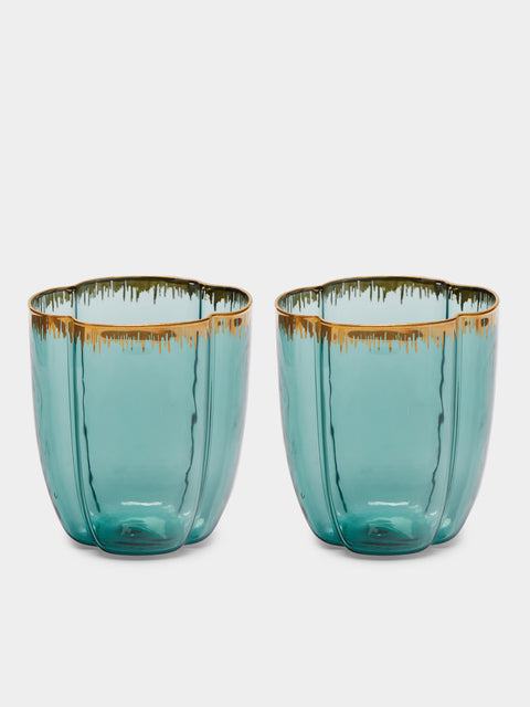 Pinto - Chance Hand-Blown Glass Tumblers (Set of 2) - Green - ABASK 