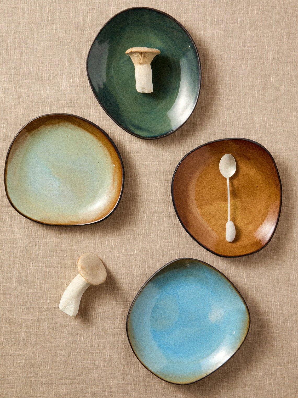 Hana Karim Studio - Hand-Built Stoneware Dessert / Salad Plates — 8in/20cm (Set of 4) - Multiple - ABASK