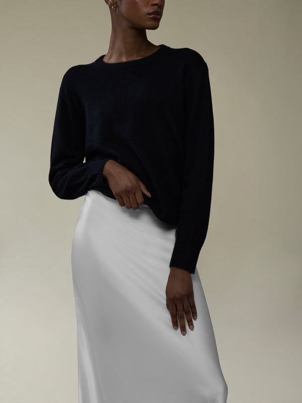 Ryan Roche - Cloud Cashmere and Silk Crew-Neck Sweater | Size: S - Black - ABASK