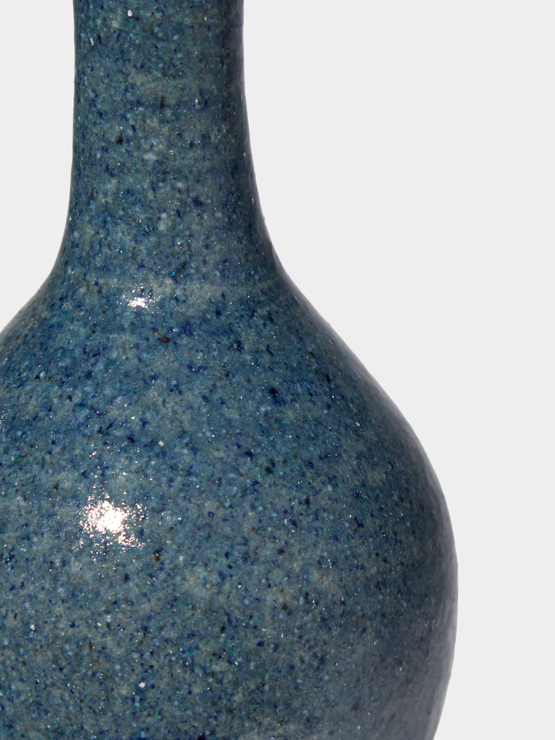 Antique and Vintage - Mid-Century Accolay Ceramic Vase (7in/18cm) - Blue - ABASK