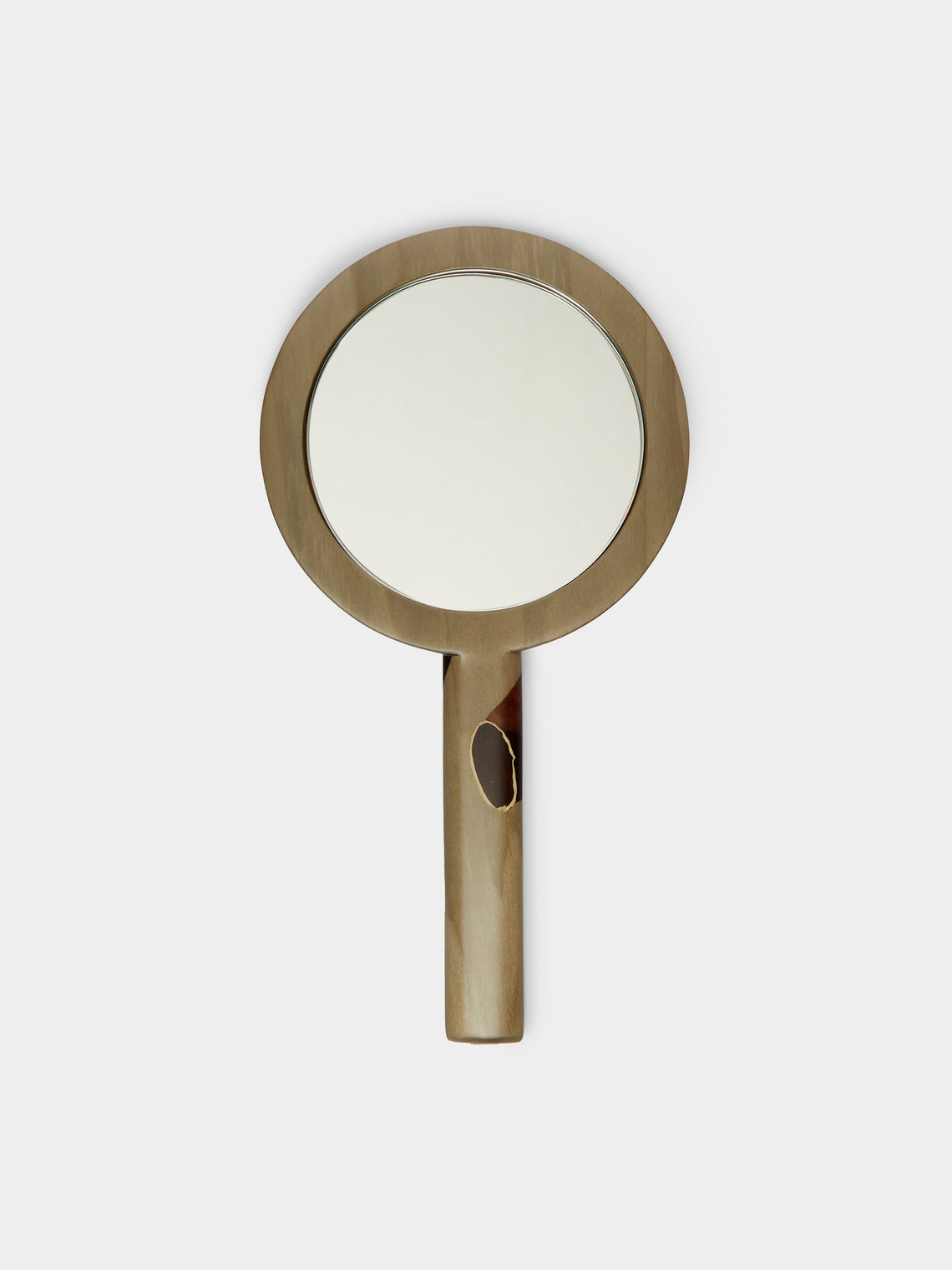 Marquetry Wood Hand Mirror