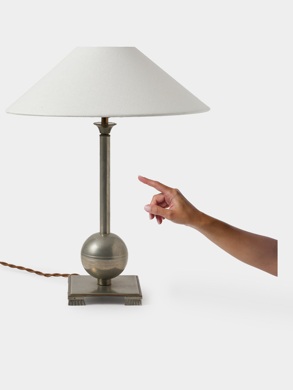 Antique and Vintage - 1930 Einar Backstrom Pewter and Brass Table Lamp - Silver - ABASK