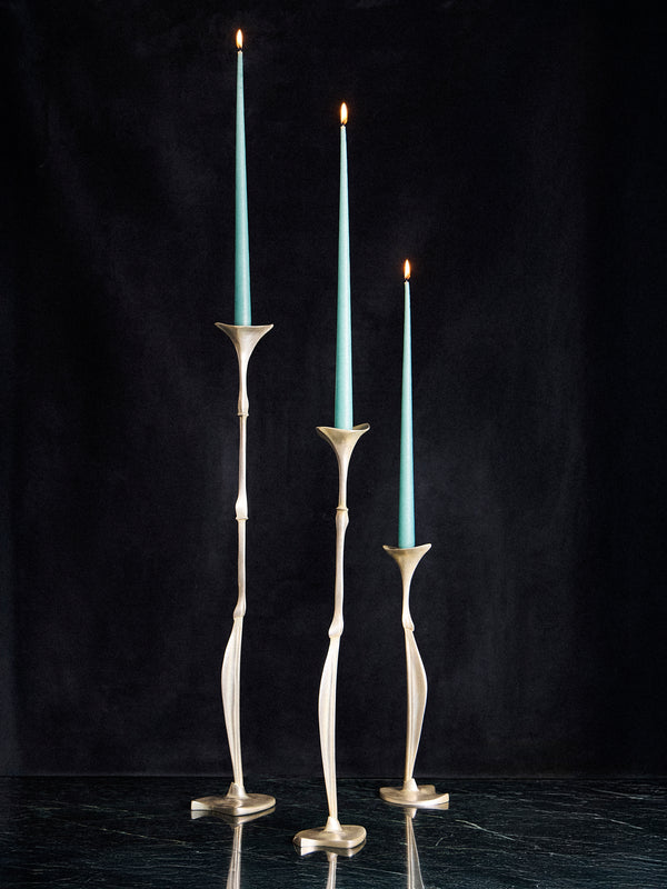 Shaha Raphael - Low Tide Fishbone Hand-Cast Brass Medium Candelabra - Silver - ABASK