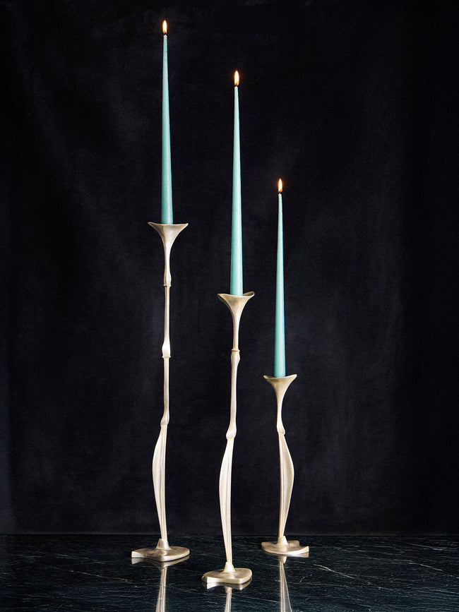 Shaha Raphael - Low Tide Fishbone Hand-Cast Brass Medium Candelabra - Silver - ABASK