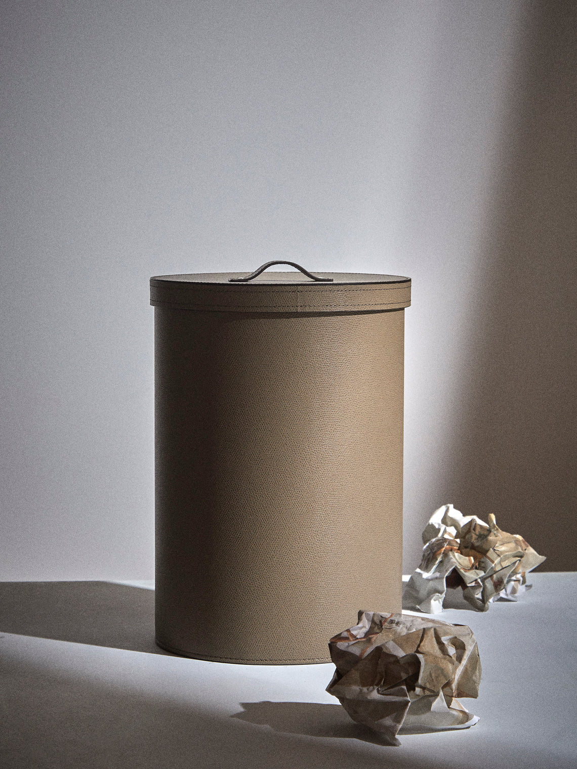 Pinetti - Leather Wastepaper Bin - Brown - ABASK
