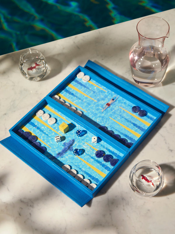 Alexandra Llewellyn - The Chase Leather Travel Backgammon Set -  - ABASK