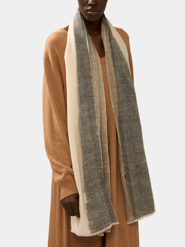 Me & K - Ikat Cashmere Ombré Scarf - Beige - ABASK