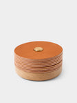 Otzi Studio - | Set of 10 | Gasket Leather Coasters - Natural - ABASK - 