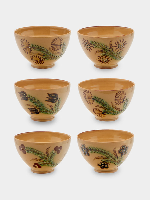 Poterie d’Évires - Flowers Hand-Painted Ceramic Bowls (Set of 6) - Cream - ABASK - 