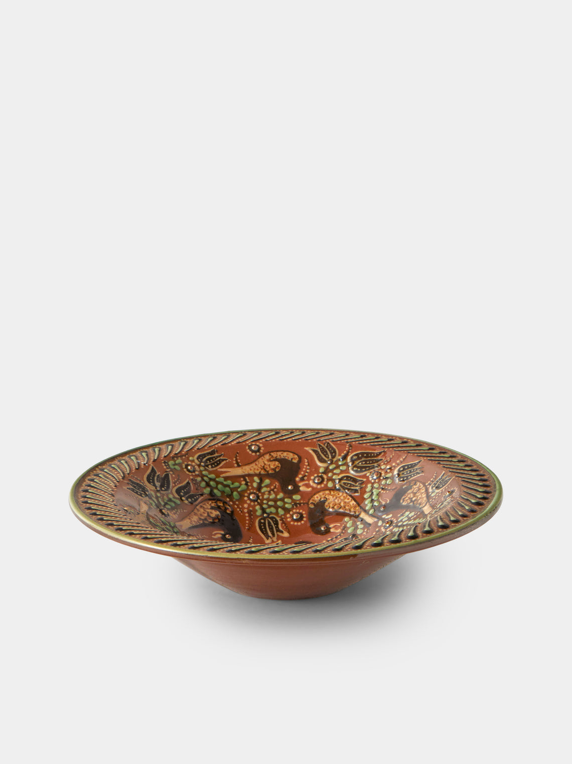 Poterie d’Évires - Birds Hand-Painted Ceramic Small Serving Bowl - Light Brown - ABASK - 