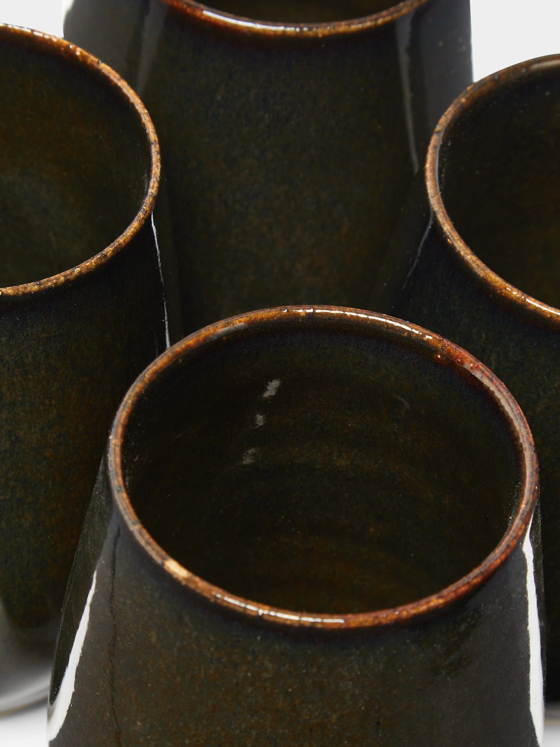 Mervyn Gers Ceramics - Hand-Glazed Ceramic Short Cups (Set of 4) - Black - ABASK