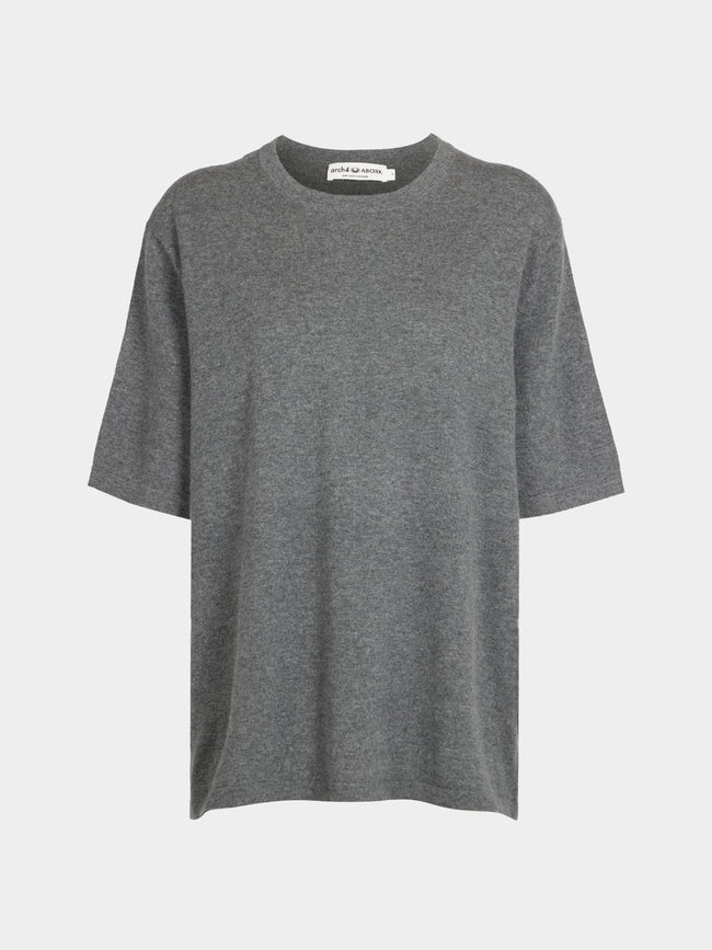 Arch4 - Golden Baby Goat Cashmere Oversized T-Shirt | Size: S - Gray - ABASK - 