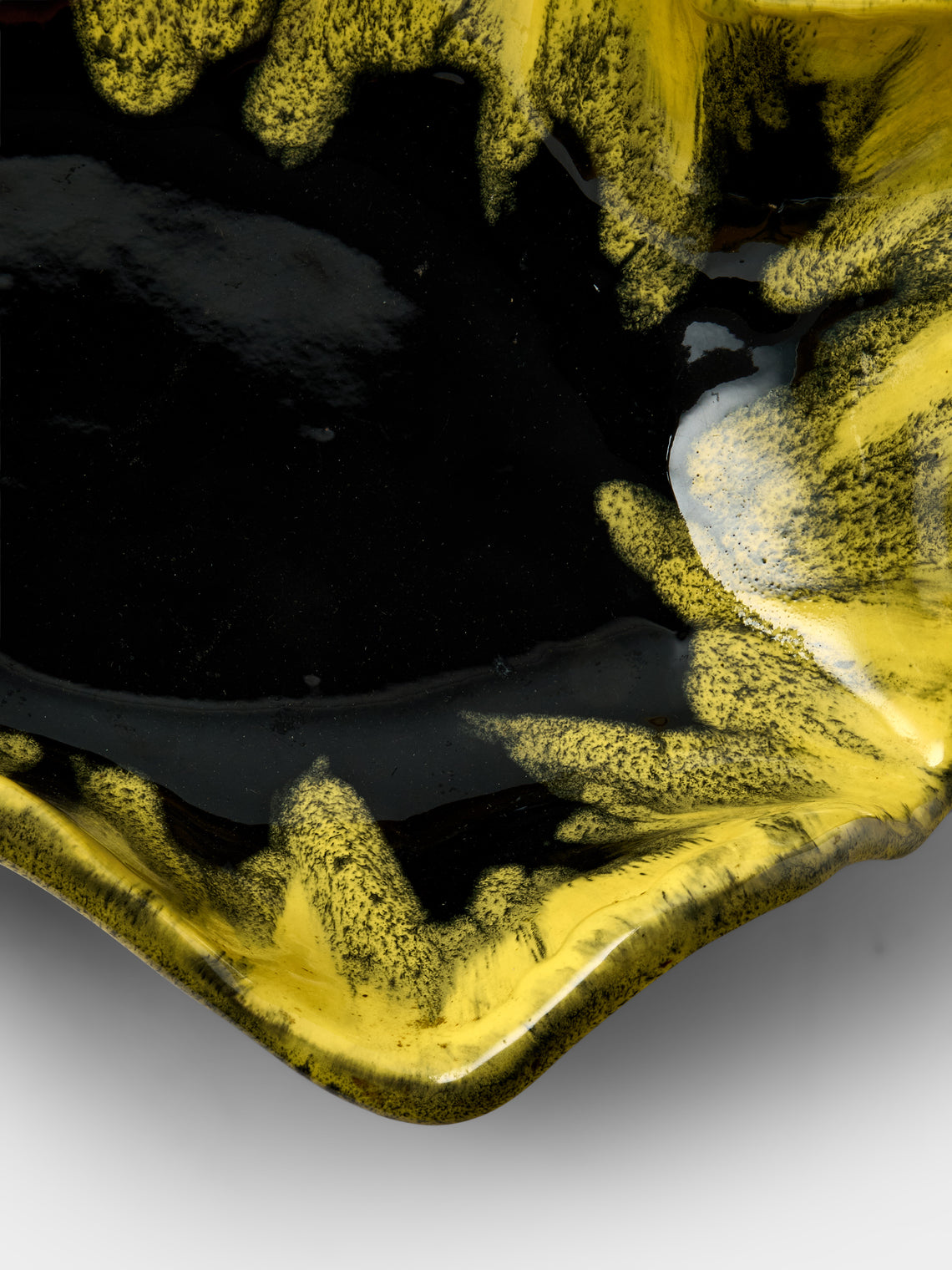 Antique and Vintage - 1950s Reactive-Glaze Ceramic Bowl - Yellow - ABASK
