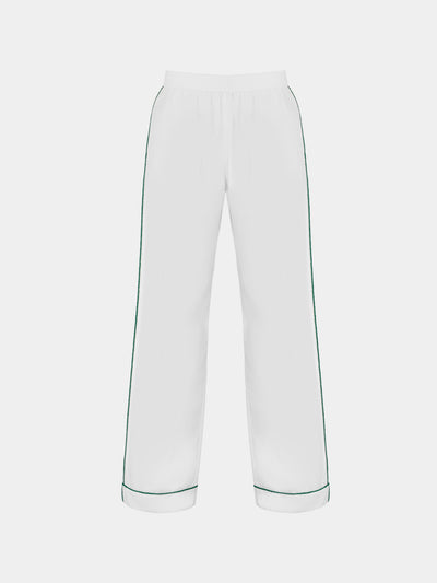 Sebline - Stitch Hand-Embroidered Cotton Pajama Trousers | Size: M - White - ABASK - 