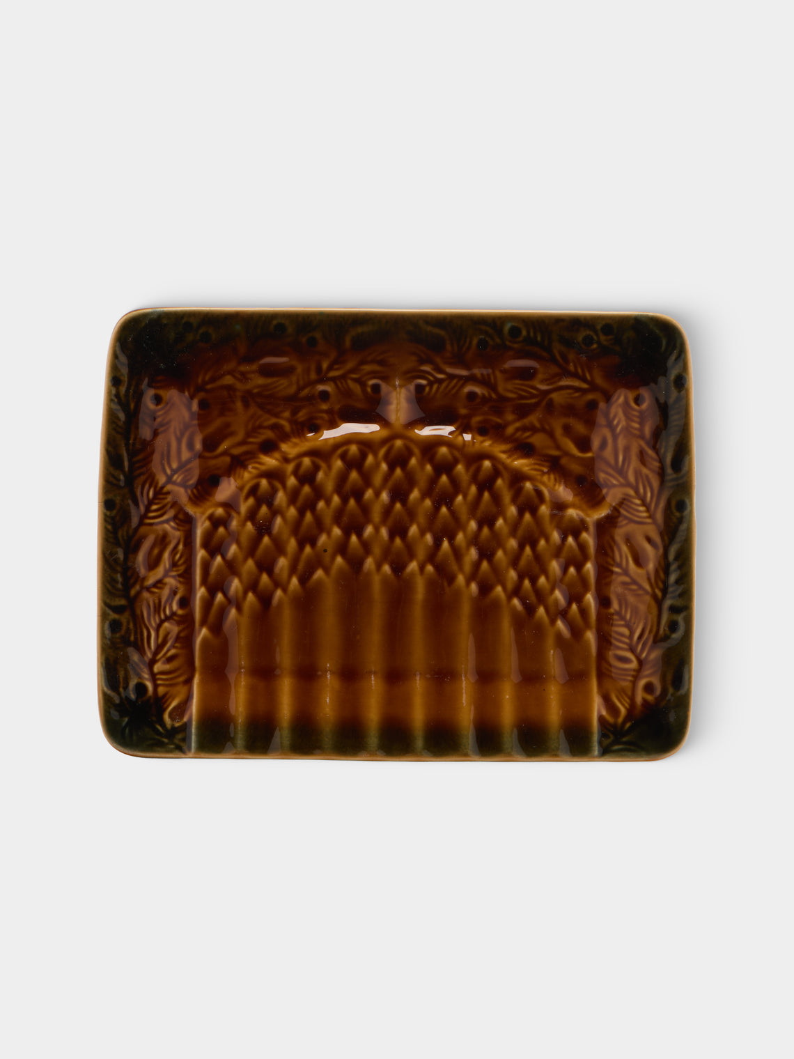 Antique and Vintage - Mid-Century Majolica Ceramic Asparagus Plates (Set of 3) - Brown - ABASK