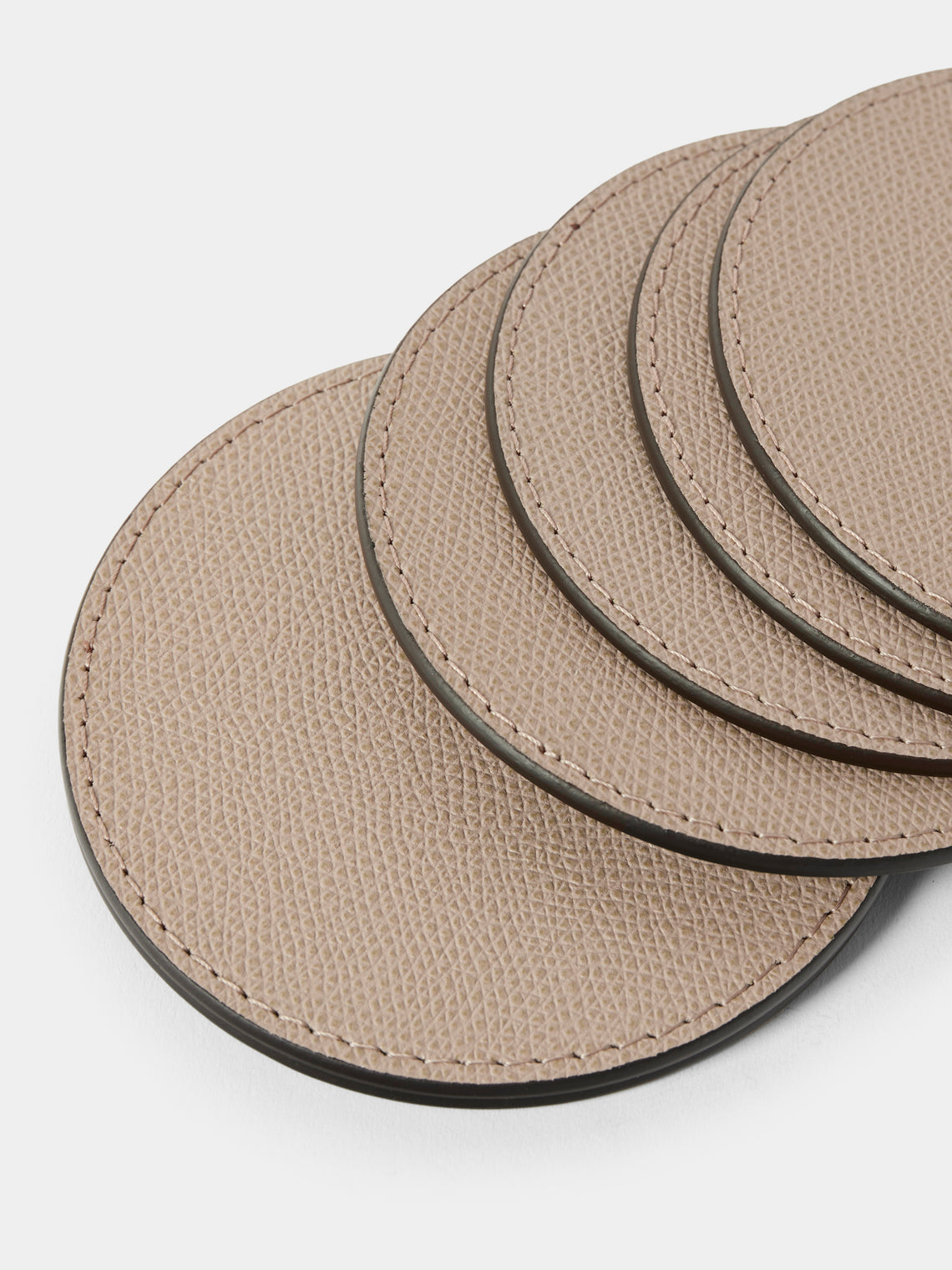Giobagnara - Tao Leather Coasters (Set of 6) - Beige - ABASK