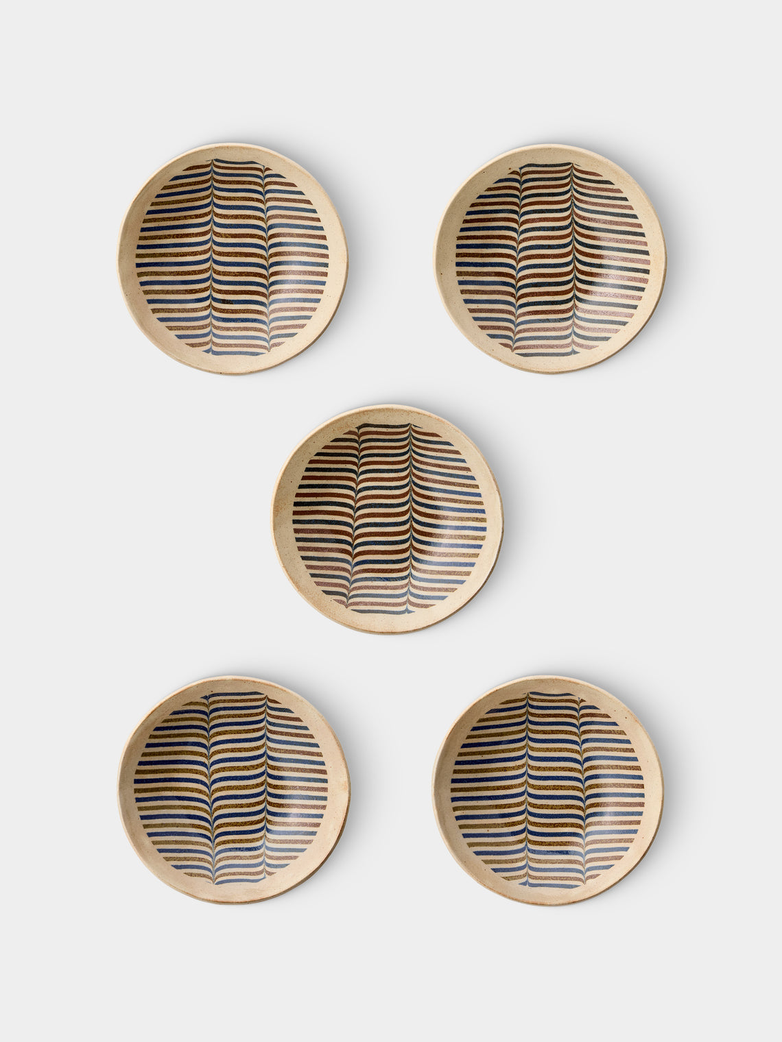 Makidani-gama - No. 1 Nerikomi Ceramic Plates – 10in/25cm (Set of 5) - Multiple - ABASK