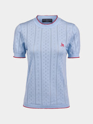 B.B. Wallace - Indiana Cotton Pointelle T-Shirt | Size: S - Light Blue - ABASK - 