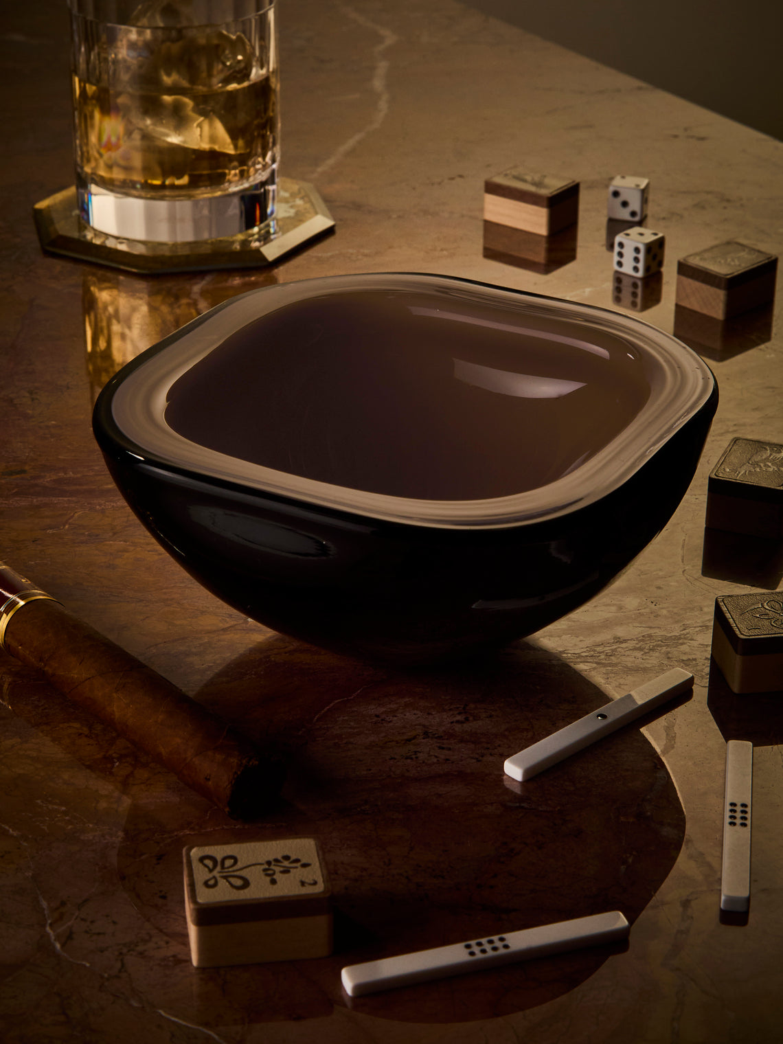 Antique and Vintage - Mid-Century Murano Glass Ashtray - Brown - ABASK