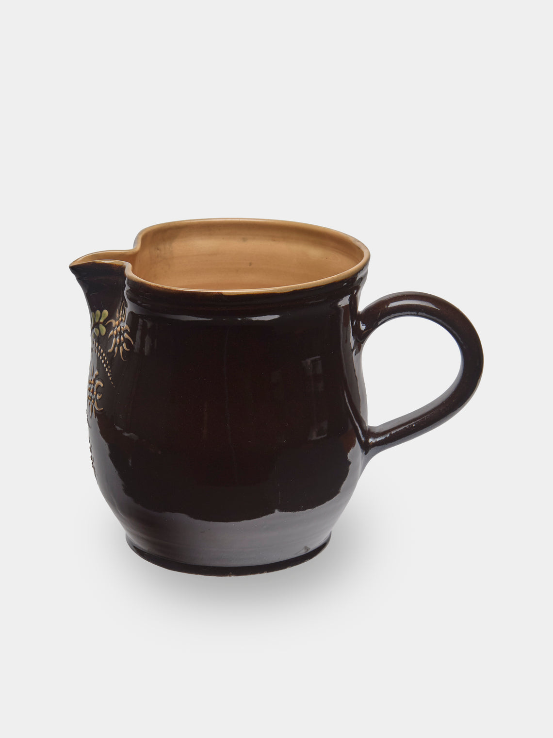 Poterie d’Évires - Flowers Hand-Painted Ceramic Jug (70.5oz/2L) - Dark brown - ABASK