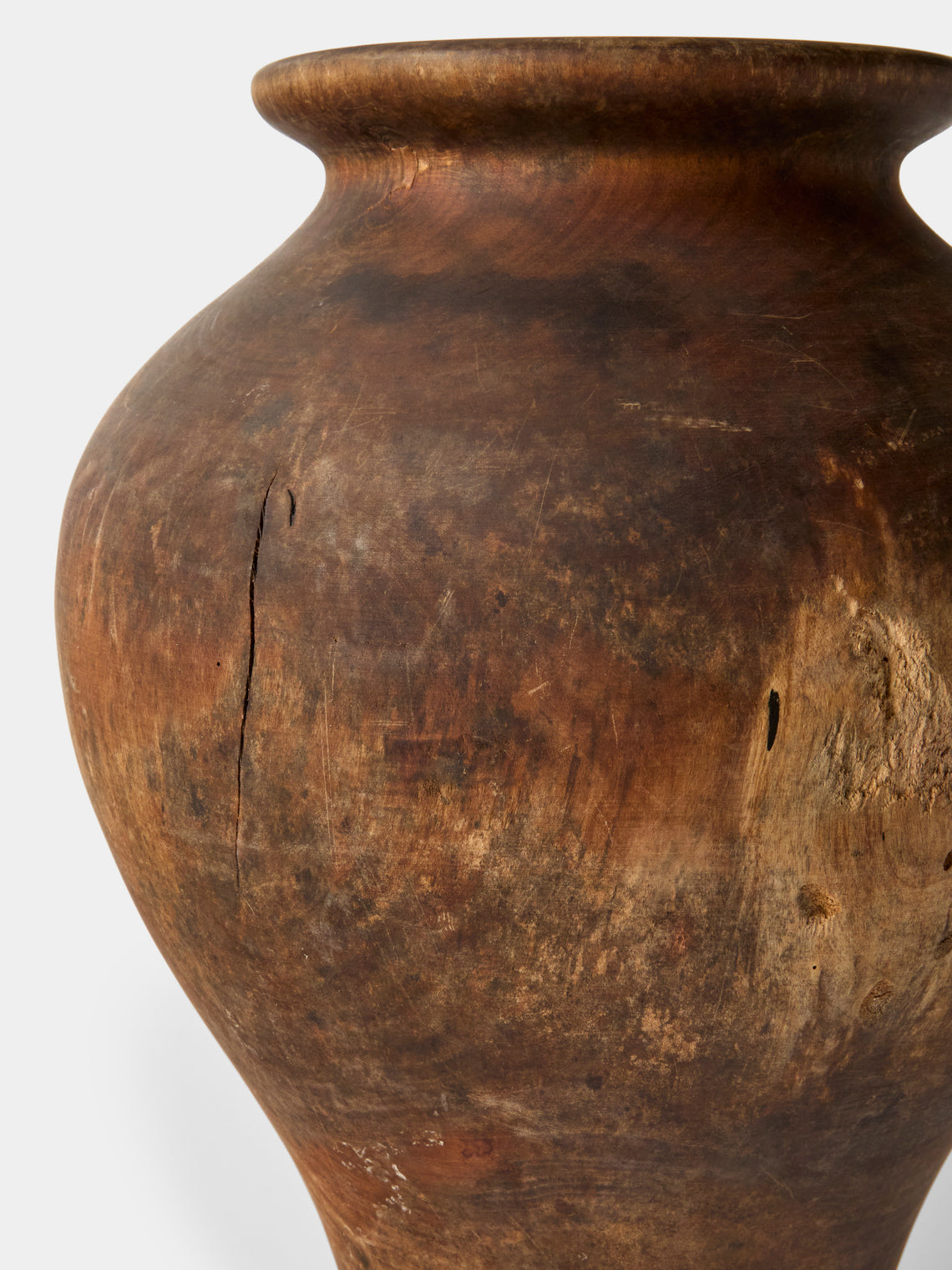 Iida Woodturning - Hand-Turned Earth-Finish Cherry Wood Vase (14.5in/37.5cm) - Brown - ABASK