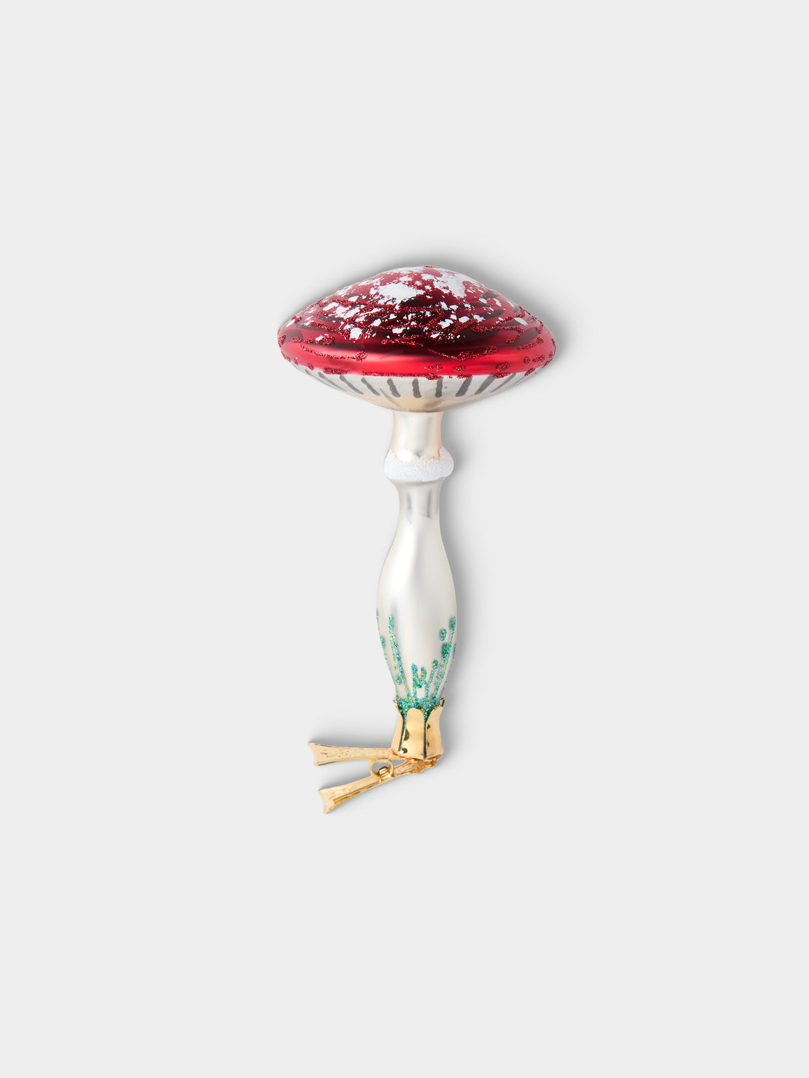 ABASK Decorations - Traditional Mushrooms Hand-Blown Glass Clip-On Tree Decorations (Set of 8) - Red - ABASK