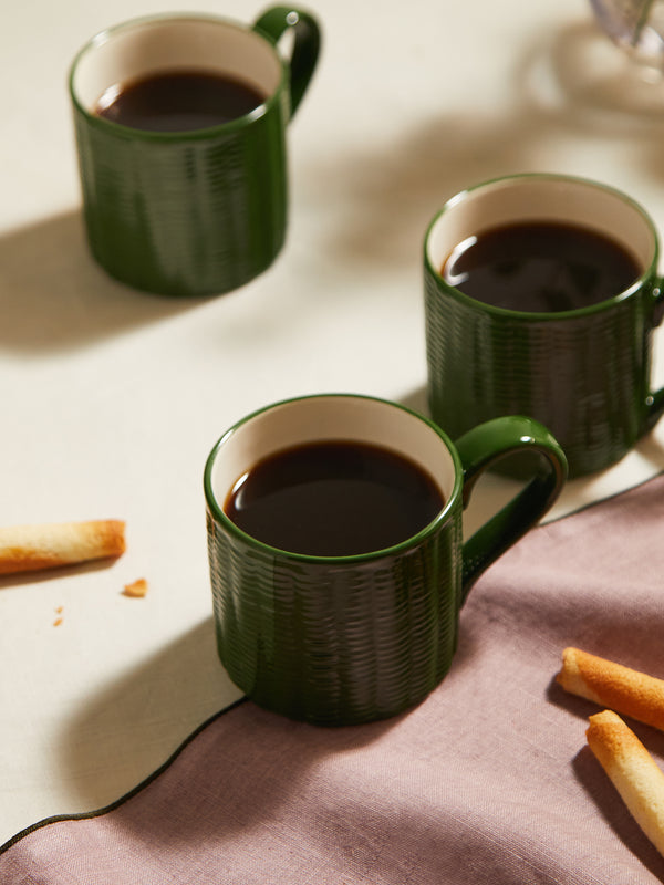 Este Ceramiche - Wicker Hand-Painted Ceramic Mugs (Set of 4) -  - ABASK