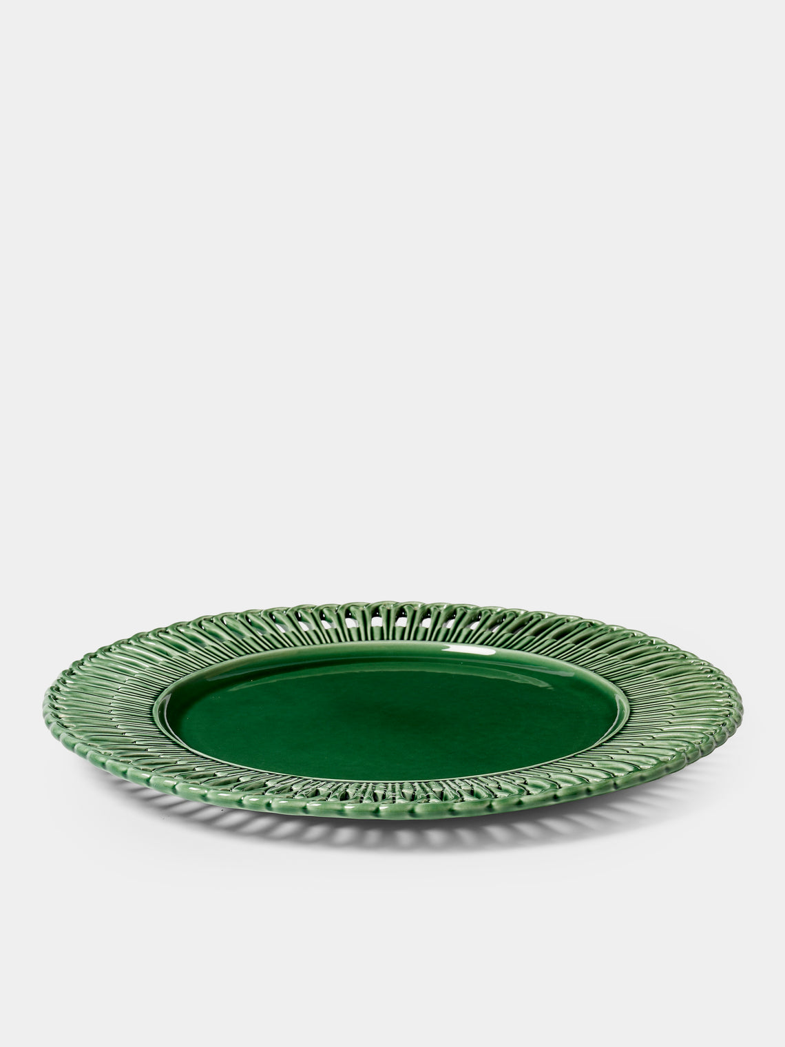 Verdolini - Arch Openwork Hand-Painted Ceramic Charger Plate (14in/36cm) - Green - ABASK 