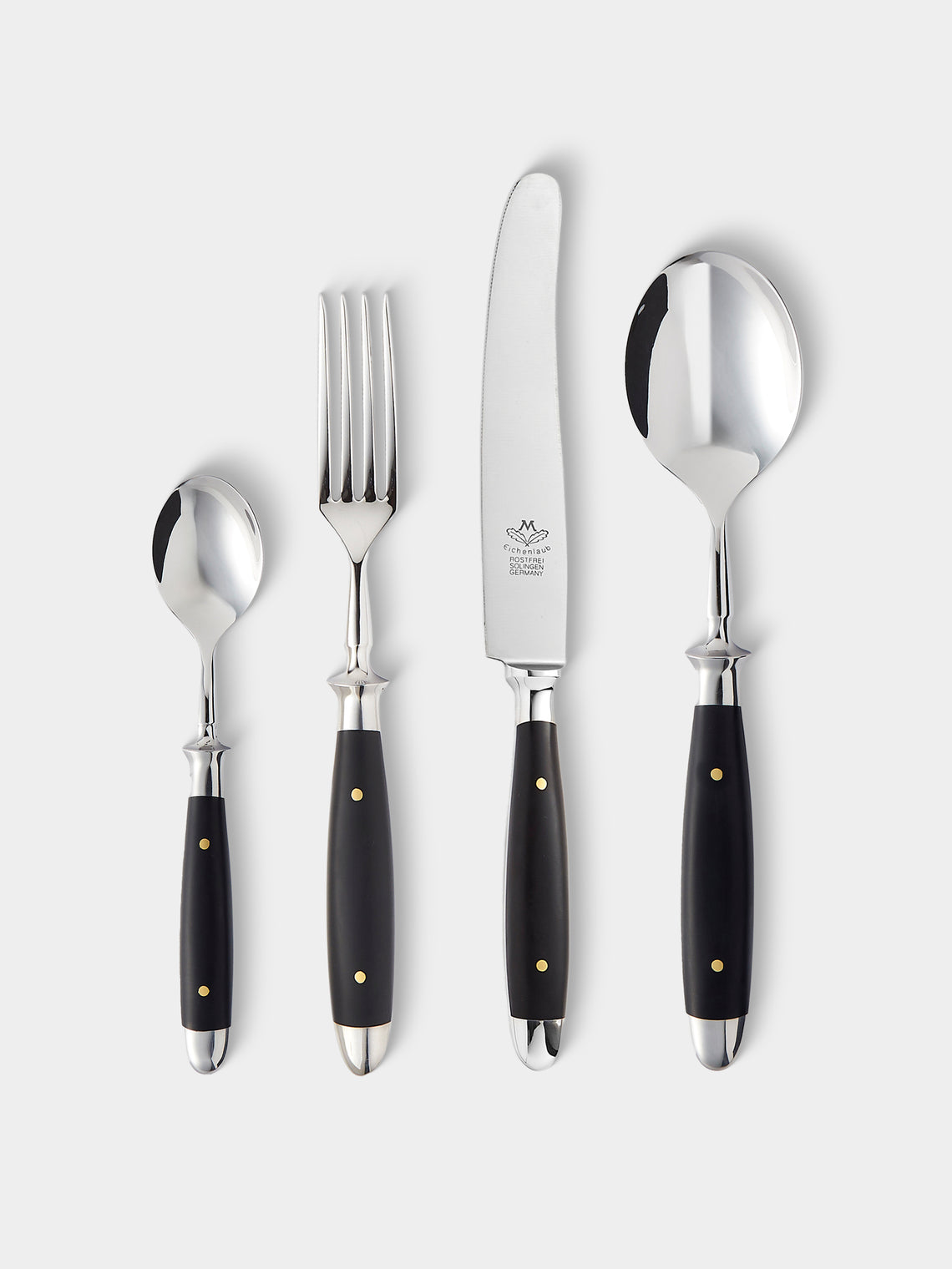 Eichenlaub - Resin Old German Dinner Cutlery (Set of 4 Pieces) - Black - ABASK - 