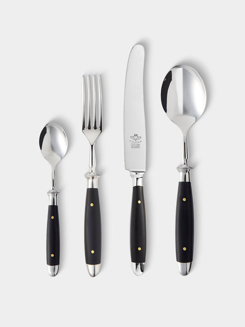 Eichenlaub - Resin Old German Dinner Cutlery (Set of 4 Pieces) - Black - ABASK - 