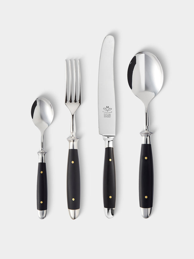 Eichenlaub - Resin Old German Dinner Cutlery (Set of 4 Pieces) - Black - ABASK - 