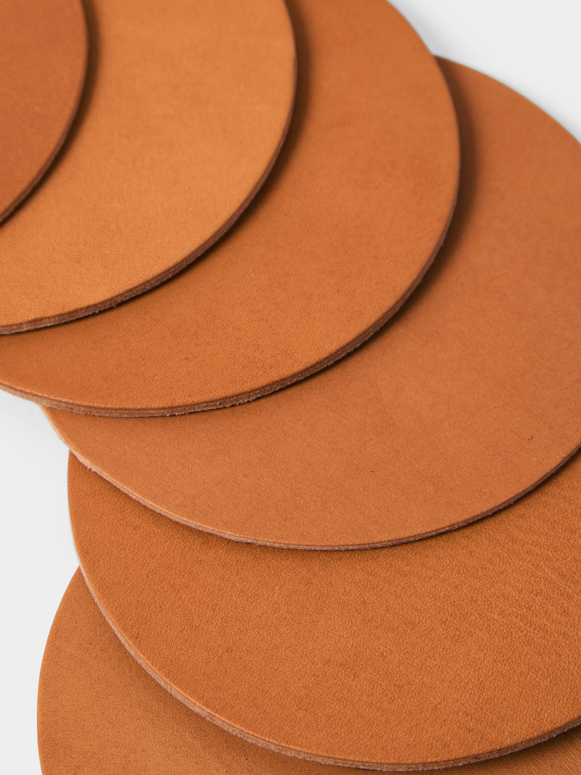 Otzi Studio - | Set of 10 | Gasket Leather Coasters - Natural - ABASK
