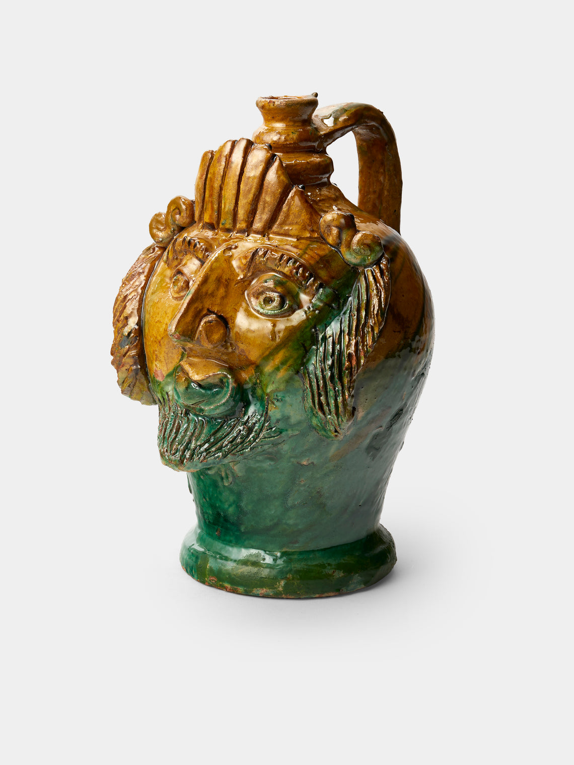 Antique and Vintage - 1990s Condurso Face Ceramic Vessel (13in/32.5cm) - Yellow - ABASK