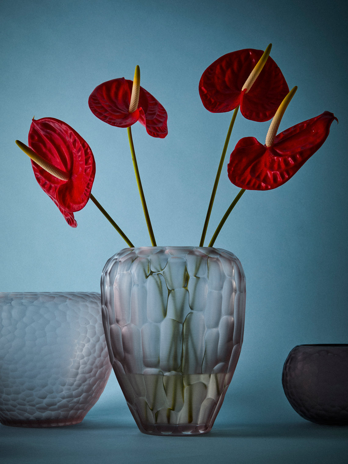 Micheluzzi Glass - Goccia Lilla Bamboo Hand-Blown Murano Glass Vase (9.5in/24cm) - Gray - ABASK
