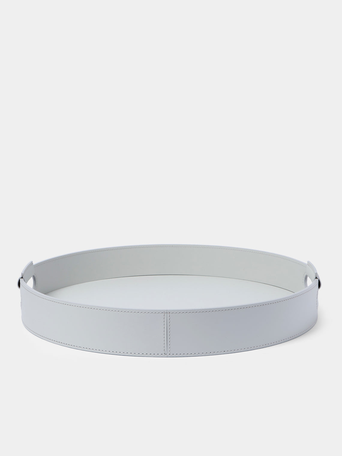 RUDI - Ginepro Leather Round Tray (16.5in/42.5cm) - White - ABASK