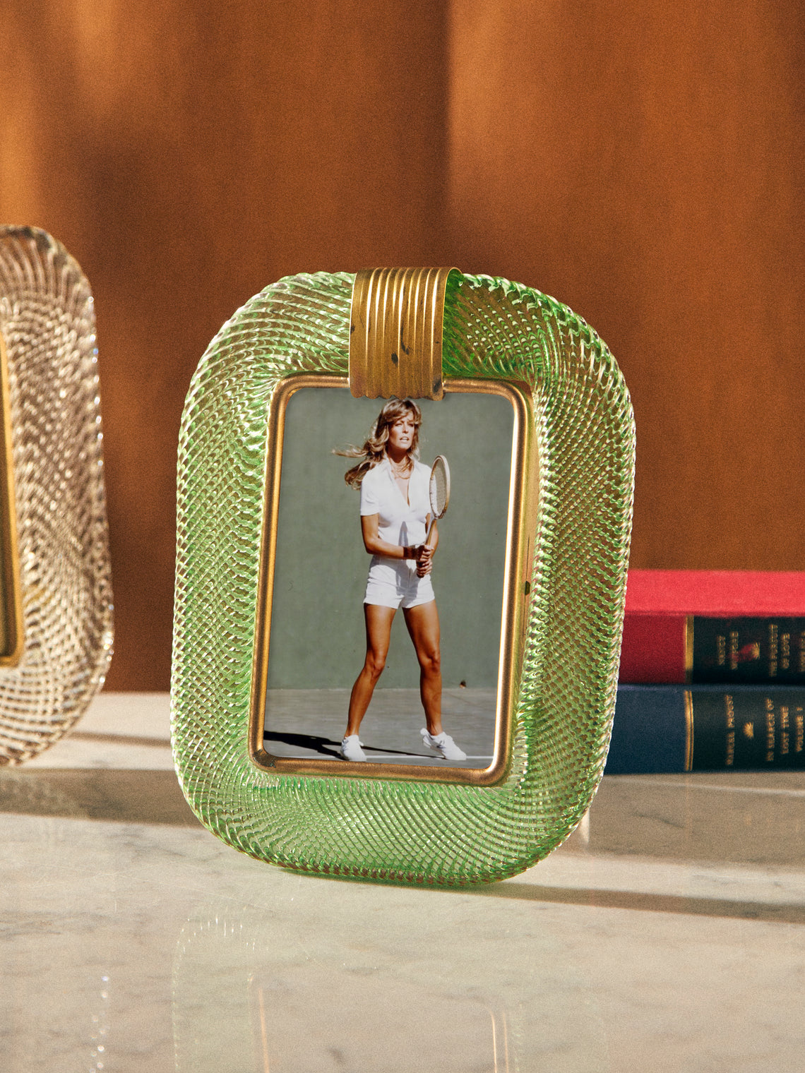 Antique and Vintage - 1960s Murano Glass Photo Frame (7x9") - Green - ABASK