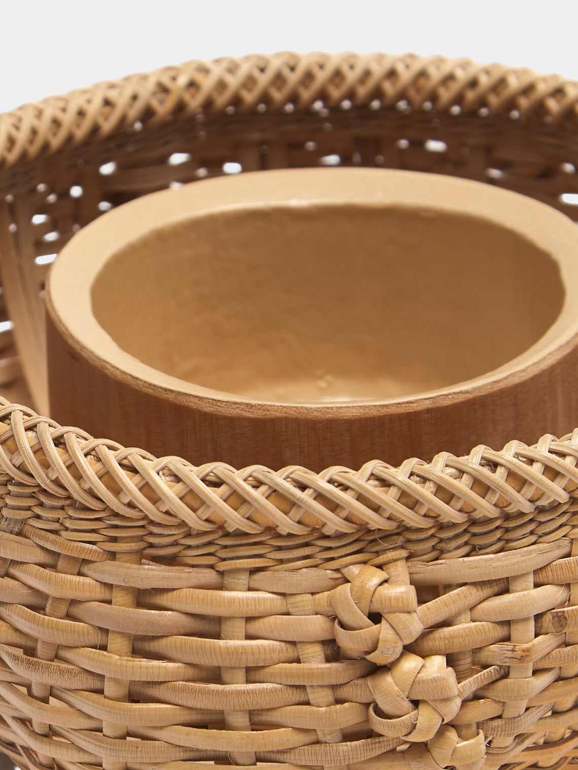 Junpei Kawaguchi - Hand-Braided Rattan Flower Basket - Brown - ABASK