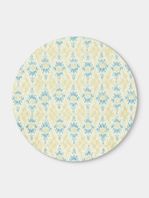 D'Ascoli - Amina Printed Linen Round Tablecloth (118in/3m) - Blue - ABASK - 