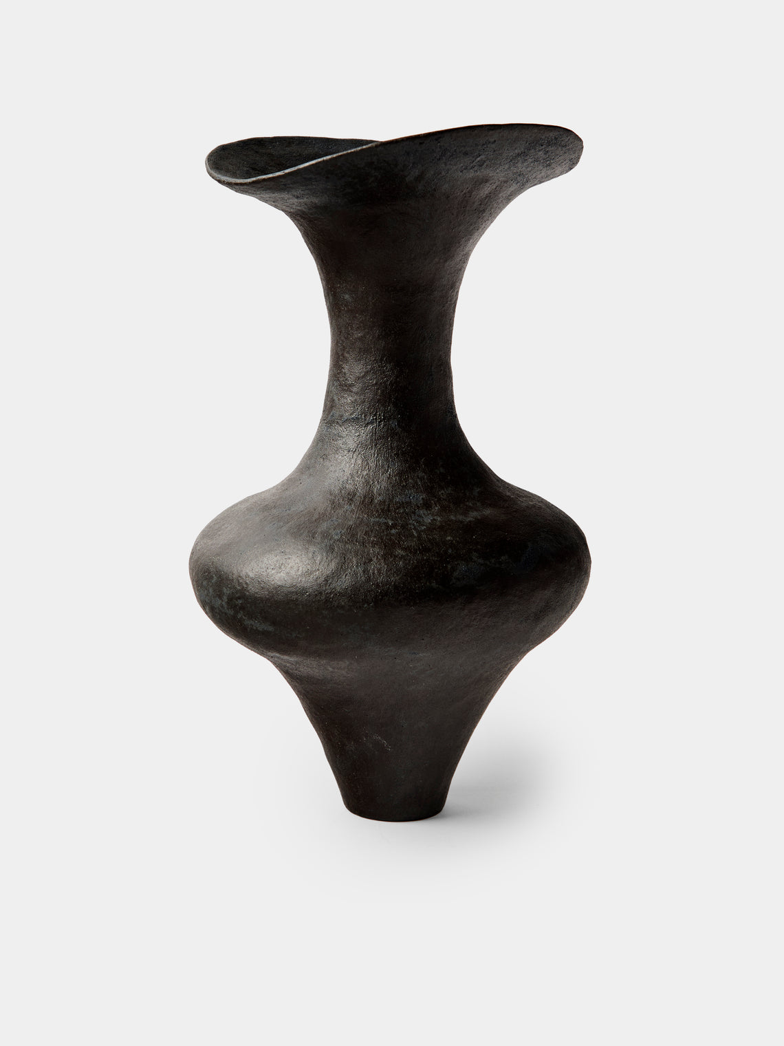 By Raffaella - Agata II Hand-Coiled Stoneware Vase (11.5in/29cm) - Black - ABASK - 