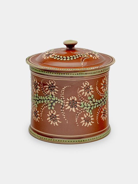 Poterie d’Évires - Flowers Hand-Painted Ceramic Medium Lidded Pot - Light brown - ABASK - 