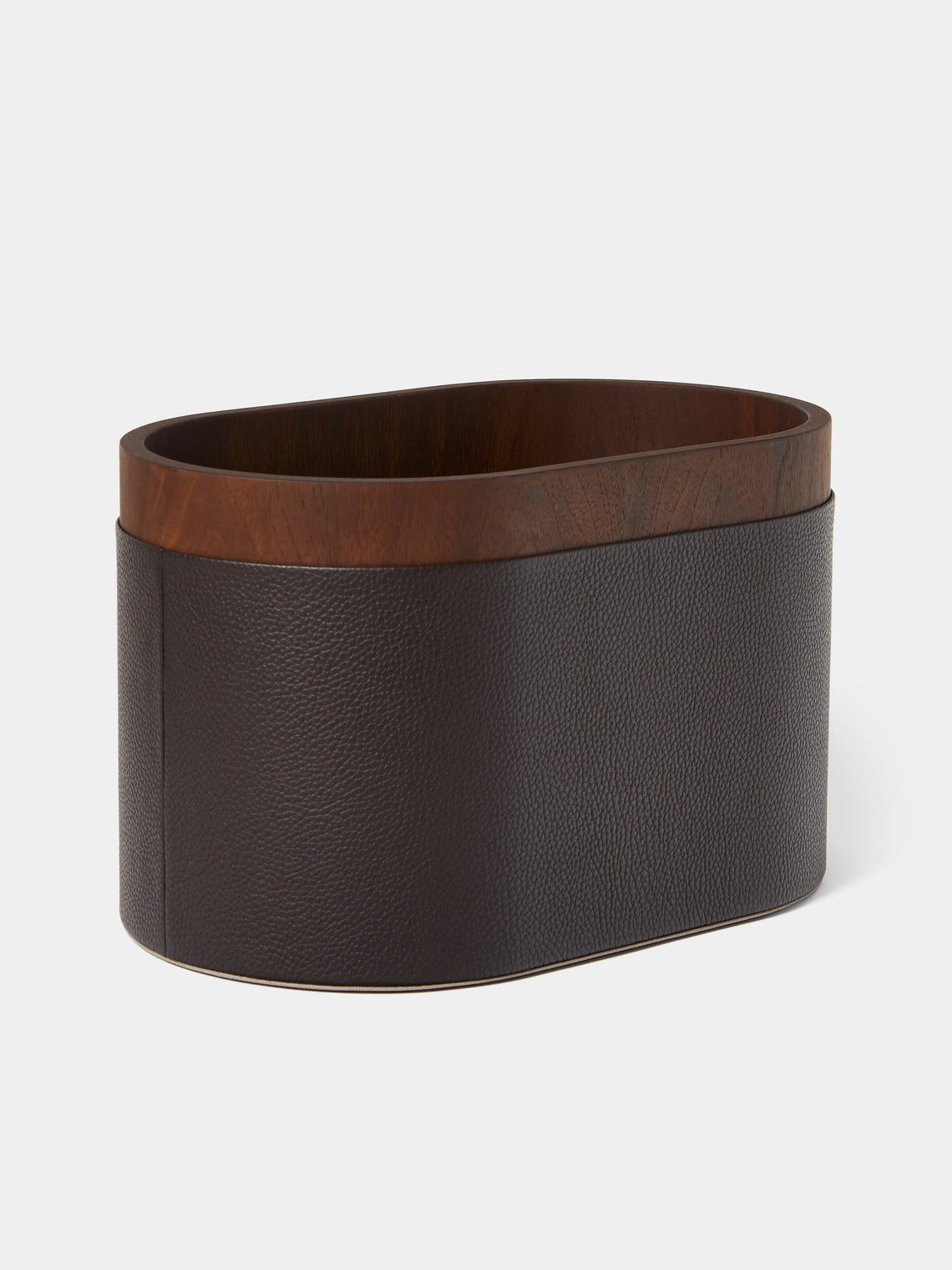 Giobagnara - Dama Leather and Wood Magazine Holder - Brown - ABASK