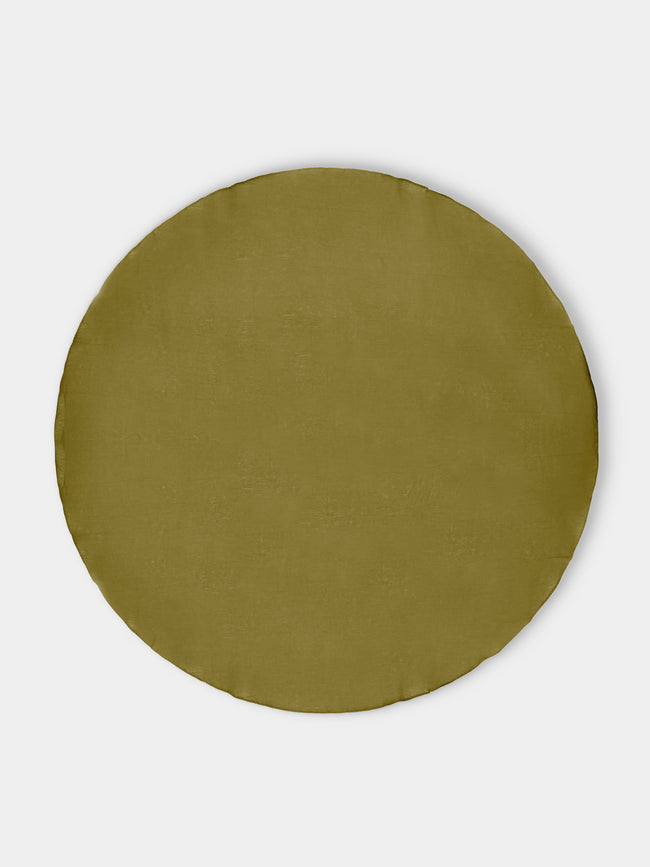 Volga Linen - Linen Round Tablecloth (110in/2.8m) - Green - ABASK - 