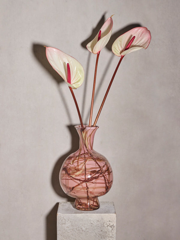 Martyn Thompson Studio - Penny Swirl Hand-Blown Glass Vase (14in/36cm) - Pink - ABASK