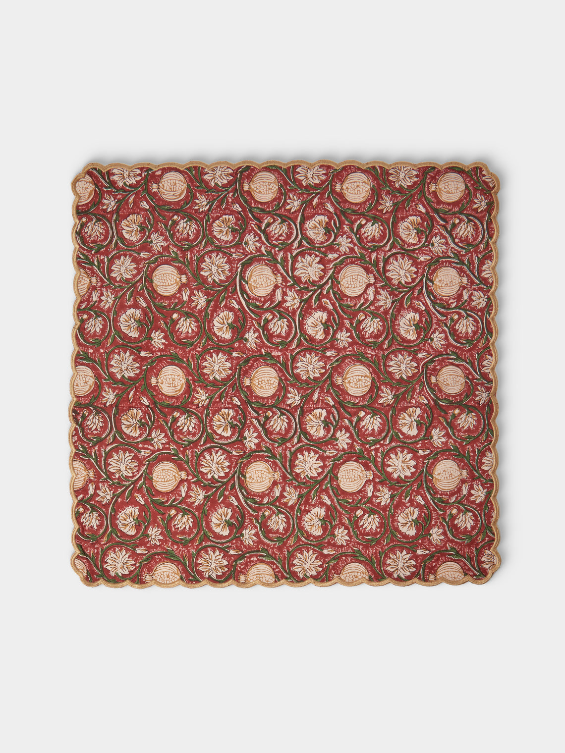 Chamois - | Set of 8 | Tangier Pomegranate Block-Printed Cotton Napkins - Multiple - ABASK