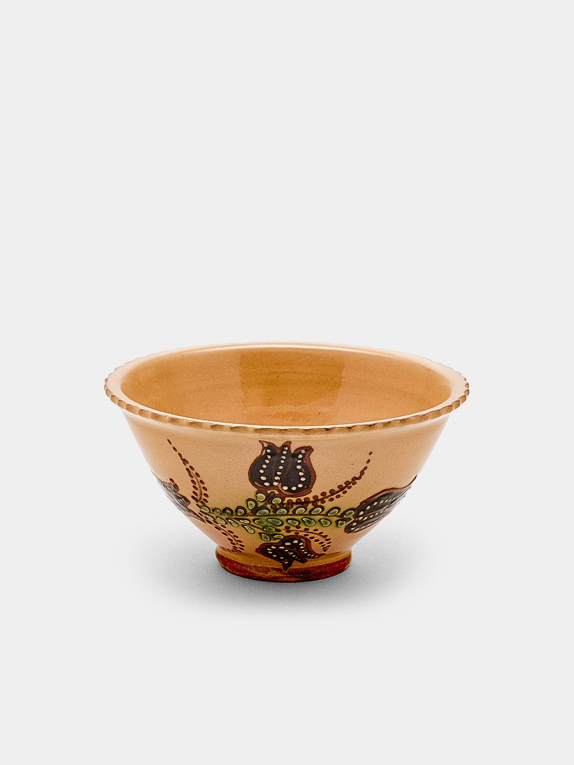 Poterie d’Évires - Flowers Hand-Painted Ceramic Small Fluted Bowls (Set of 8) - Cream - ABASK