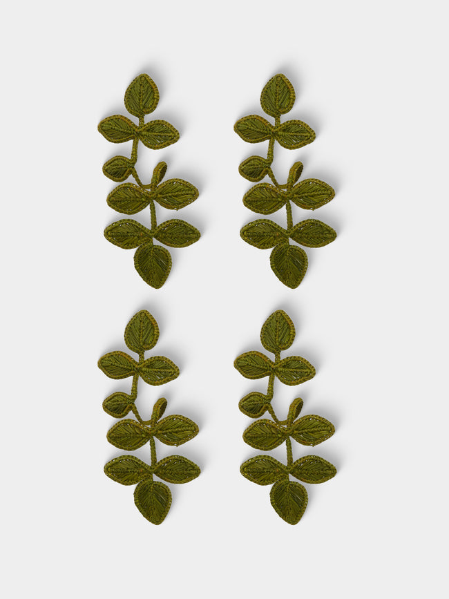 Artesanías del Atlántico - Ginger Handwoven Palm Napkin Rings (Set of 4) - Green - ABASK - 
