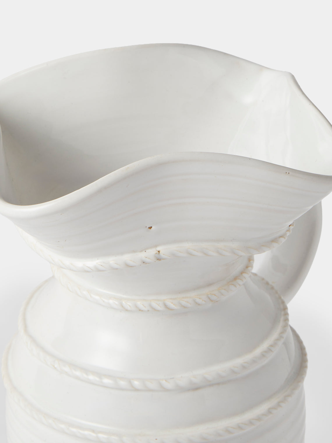 Antique and Vintage - 1940s Émile Tessier Ceramic Wavy Vase (13in/32.5cm) - White - ABASK